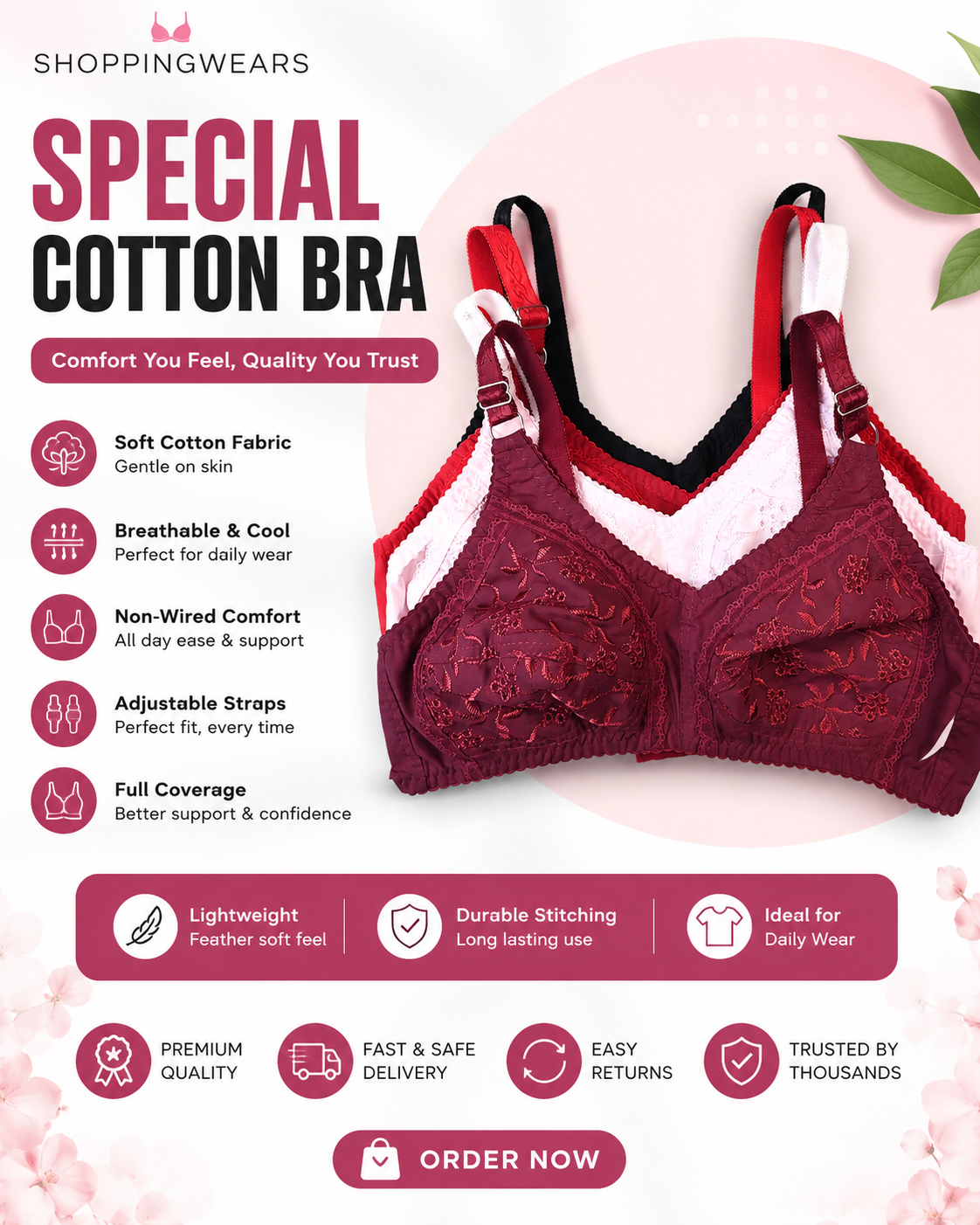 Shopping Wears special cotton bra